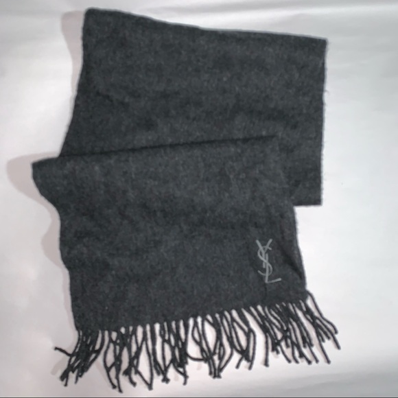 SAINT LAURENT Pour Homme pure wool MUFFLER style fringed SCARF - Picture 4 of 5